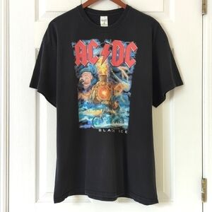 AC/DC Black Ice Graphic Classic Short Sleeve Crewneck Band T-shirt Black XL